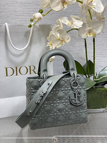 Okify Small Lady Dior My ABC Dior Bag Gray Cannage Calfskin With Diamond Motif