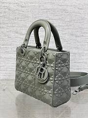 Okify Small Lady Dior My ABC Dior Bag Gray Cannage Calfskin With Diamond Motif - 4