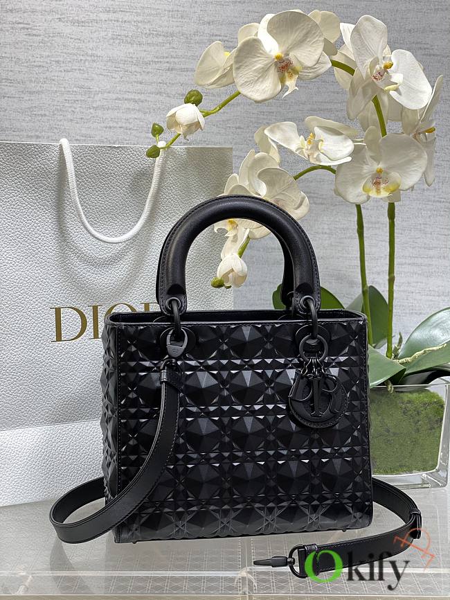 Okify Medium Lady Dior My ABC Dior Bag Black Cannage Calfskin With Diamond Motif - 1