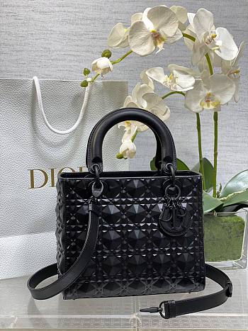 Okify Medium Lady Dior My ABC Dior Bag Black Cannage Calfskin With Diamond Motif