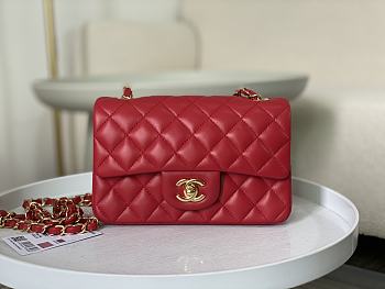 Okify CC Classic Flap Bag 20 Lambskin Red In Gold Hardware