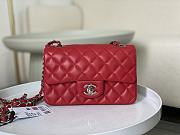 Okify CC Classic Flap Bag 20 Lambskin Red In Silver Hardware - 1