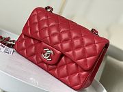 Okify CC Classic Flap Bag 20 Lambskin Red In Silver Hardware - 3