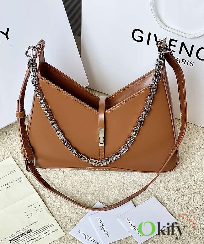 Okify Givenchy Small Cut Out Bag In Box Leather With Chain Brown - 1