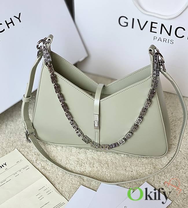 Okify Givenchy Small Cut Out Bag In Box Leather With Chain Green - 1