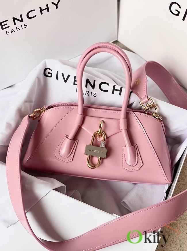 Okify Givenchy Antigona Stretch Mini Bag In Box Leather Pink - 1
