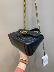 Okify Gucci GG Marmont Mini Top Handle Bag Black Chevron Leather With Heart  - 2