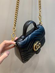 Okify Gucci GG Marmont Mini Top Handle Bag Black Chevron Leather With Heart  - 5