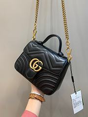 Okify Gucci GG Marmont Mini Top Handle Bag Black Chevron Leather With Heart  - 4
