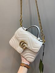 Okify Gucci GG Marmont Mini Top Handle Bag White Chevron Leather With Heart - 5