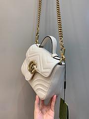 Okify Gucci GG Marmont Mini Top Handle Bag White Chevron Leather With Heart - 4