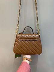 Okify Gucci GG Marmont Mini Top Handle Bag Brown Quilted Leather - 2