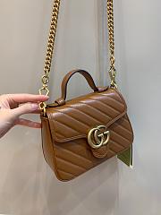 Okify Gucci GG Marmont Mini Top Handle Bag Brown Quilted Leather - 5