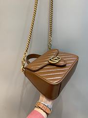 Okify Gucci GG Marmont Mini Top Handle Bag Brown Quilted Leather - 6