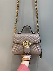 Okify Gucci GG Marmont Mini Top Handle Bag Nude Chevron Leather With Heart - 1
