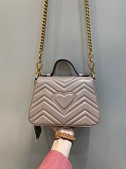 Okify Gucci GG Marmont Mini Top Handle Bag Nude Chevron Leather With Heart - 6