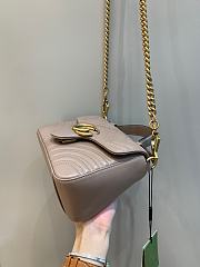 Okify Gucci GG Marmont Mini Top Handle Bag Nude Chevron Leather With Heart - 5