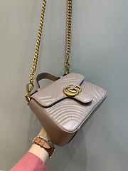 Okify Gucci GG Marmont Mini Top Handle Bag Nude Chevron Leather With Heart - 2