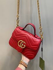 Okify Gucci GG Marmont Mini Top Handle Bag Red Chevron Leather With Heart - 6