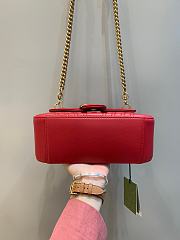 Okify Gucci GG Marmont Mini Top Handle Bag Red Chevron Leather With Heart - 5