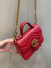 Okify Gucci GG Marmont Mini Top Handle Bag Red Chevron Leather With Heart - 4