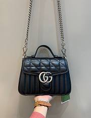 Okify Gucci GG Marmont Mini Top Handle Bag Black Leather Gold Hardware  - 2