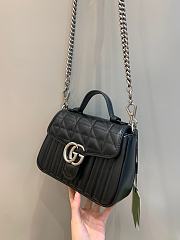 Okify Gucci GG Marmont Mini Top Handle Bag Black Leather Gold Hardware  - 4