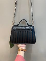 Okify Gucci GG Marmont Mini Top Handle Bag Black Leather Gold Hardware  - 6