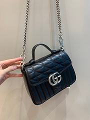 Okify Gucci GG Marmont Mini Top Handle Bag Black Leather Gold Hardware  - 5