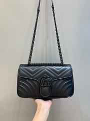 Okify Gucci GG Marmont Small Shoulder Bag Black Chevron Leather Black Hardware - 1