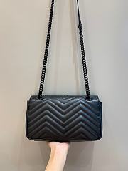 Okify Gucci GG Marmont Small Shoulder Bag Black Chevron Leather Black Hardware - 6