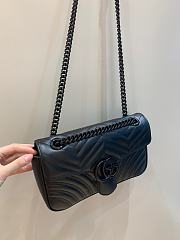 Okify Gucci GG Marmont Small Shoulder Bag Black Chevron Leather Black Hardware - 5