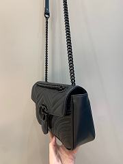Okify Gucci GG Marmont Small Shoulder Bag Black Chevron Leather Black Hardware - 3