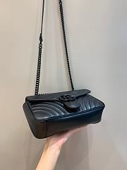 Okify Gucci GG Marmont Small Shoulder Bag Black Chevron Leather Black Hardware - 2