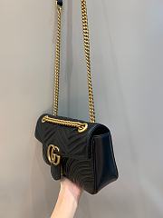 Okify Gucci GG Marmont Small Shoulder Bag Black Chevron Leather Gold Hardware - 3