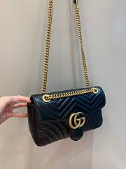 Okify Gucci GG Marmont Small Shoulder Bag Black Chevron Leather Gold Hardware - 4