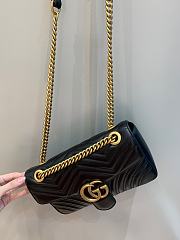 Okify Gucci GG Marmont Small Shoulder Bag Black Chevron Leather Gold Hardware - 5