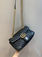 Okify Gucci GG Marmont Small Shoulder Bag Black Chevron Leather Gold Hardware - 6