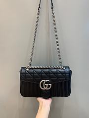 Okify Gucci GG Marmont Small Shoulder Bag Black Leather Silver Hardware - 2