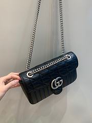 Okify Gucci GG Marmont Small Shoulder Bag Black Leather Silver Hardware - 6