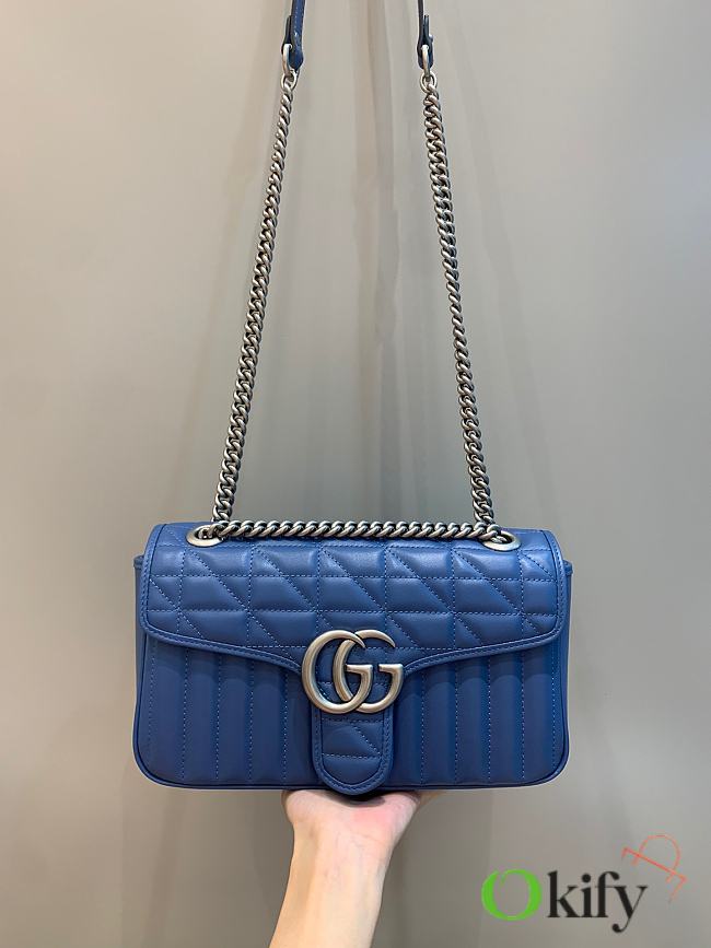 Okify Gucci GG Marmont Small Shoulder Bag Blue Leather - 1
