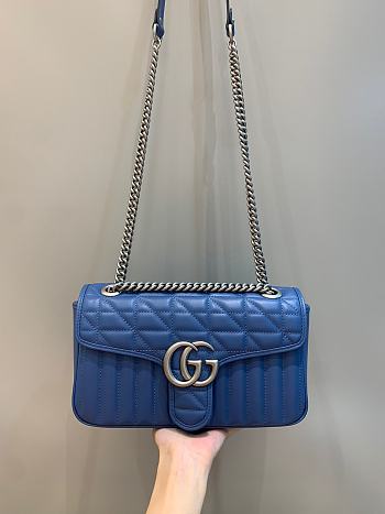 Okify Gucci GG Marmont Small Shoulder Bag Blue Leather