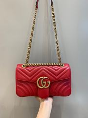 Okify Gucci GG Marmont Small Shoulder Bag Red Chevron Leather With Heart - 1