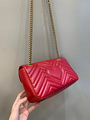 Okify Gucci GG Marmont Small Shoulder Bag Red Chevron Leather With Heart - 3