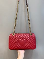 Okify Gucci GG Marmont Small Shoulder Bag Red Chevron Leather With Heart - 4