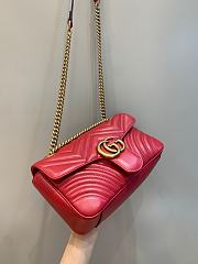 Okify Gucci GG Marmont Small Shoulder Bag Red Chevron Leather With Heart - 5