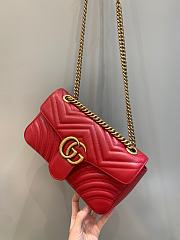 Okify Gucci GG Marmont Small Shoulder Bag Red Chevron Leather With Heart - 6