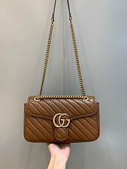 Okify Gucci GG Marmont Small Shoulder Bag Brown Quilted Leather - 1