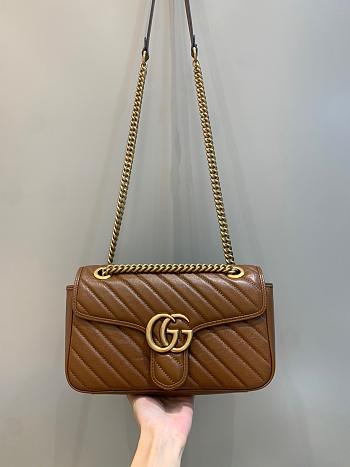 Okify Gucci GG Marmont Small Shoulder Bag Brown Quilted Leather