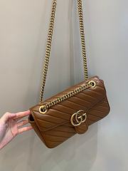Okify Gucci GG Marmont Small Shoulder Bag Brown Quilted Leather - 6
